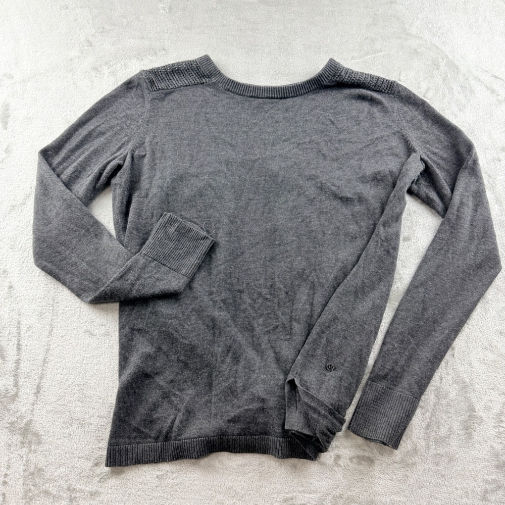 Lululemon Athletica Women's Size 6 Gray Open Back Twist Knit Sweater